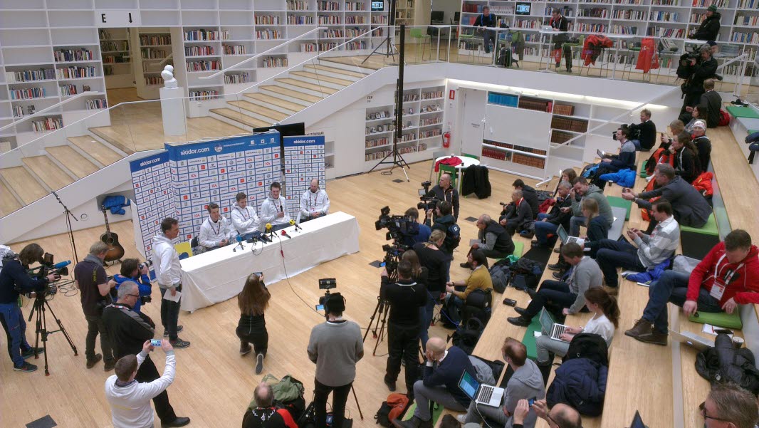 Press conference in the library